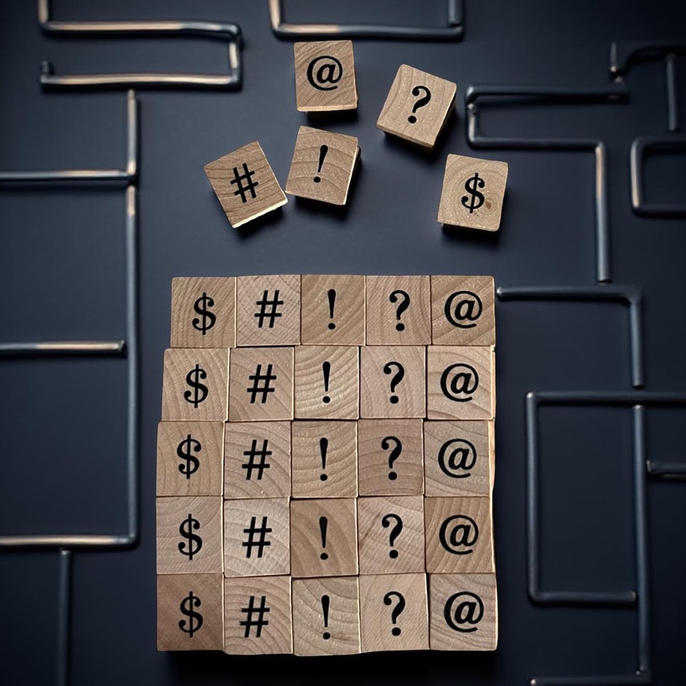 Wooden Character Tiles - # ! ? @ $ - Scrabble Tile Jewelry
